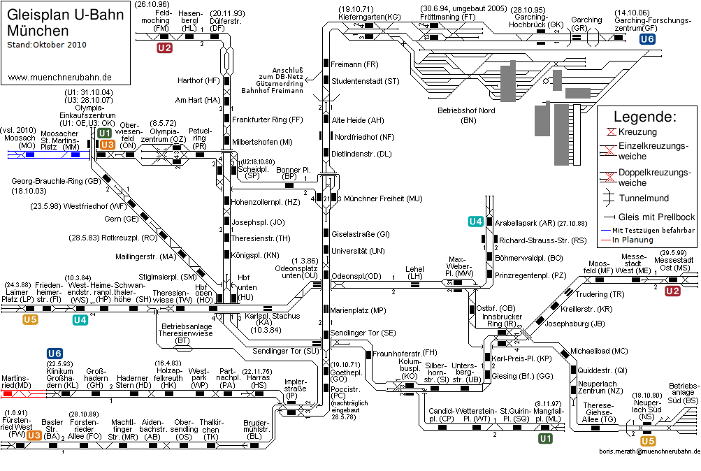 Gleisplan und Netz UBahn München